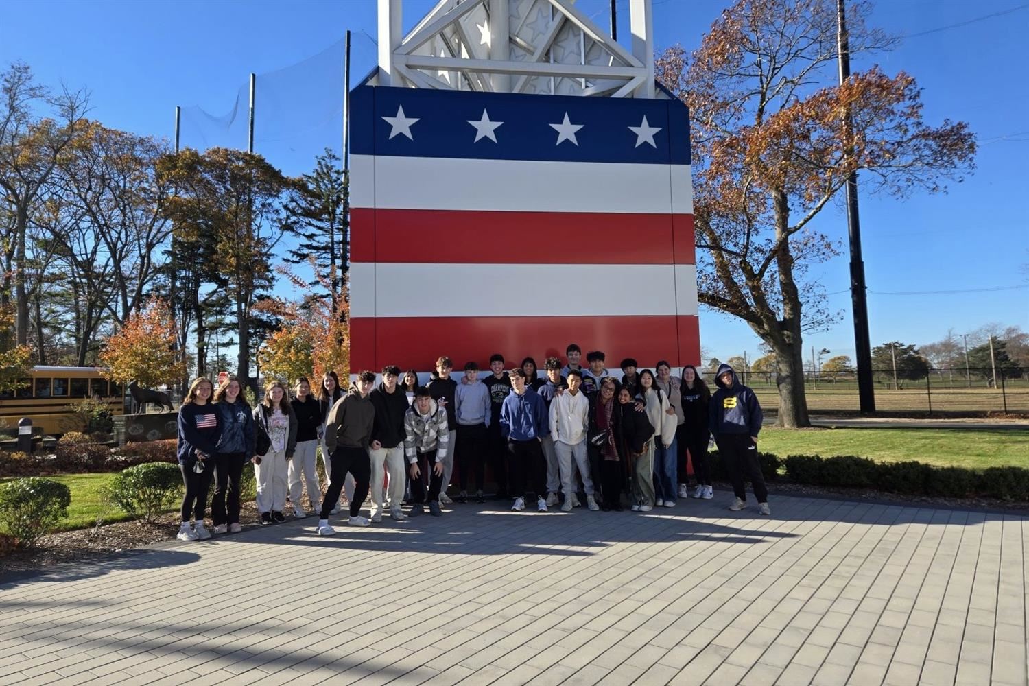  students in front of museum